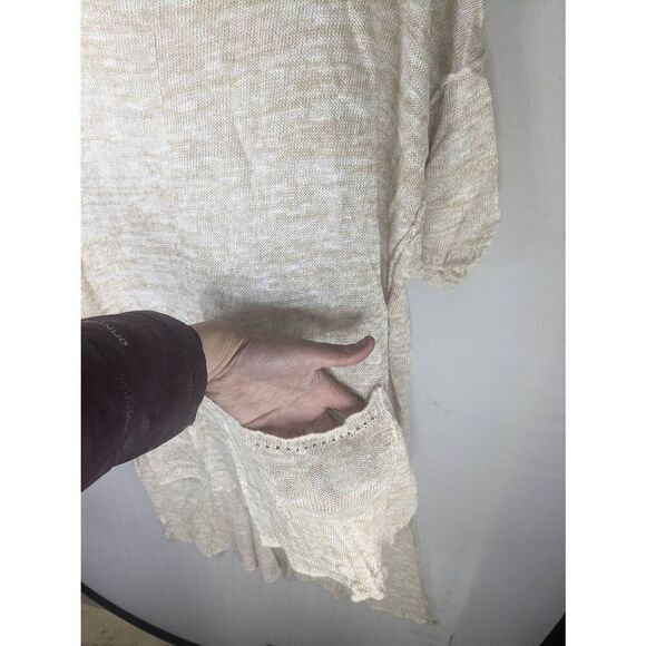 Free People Light Bright Oversized Linen Lagenlook Short Sleeve Sweater Tunic XS - Picture 5 of 15